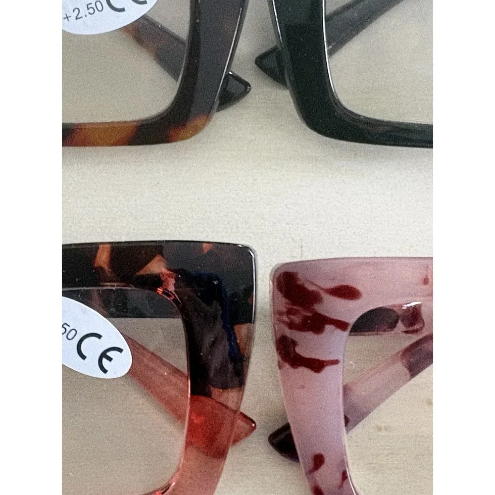 4 Oversized Thick Frame Reading Glasses Women‎ Square Large +2.50 Pink Black